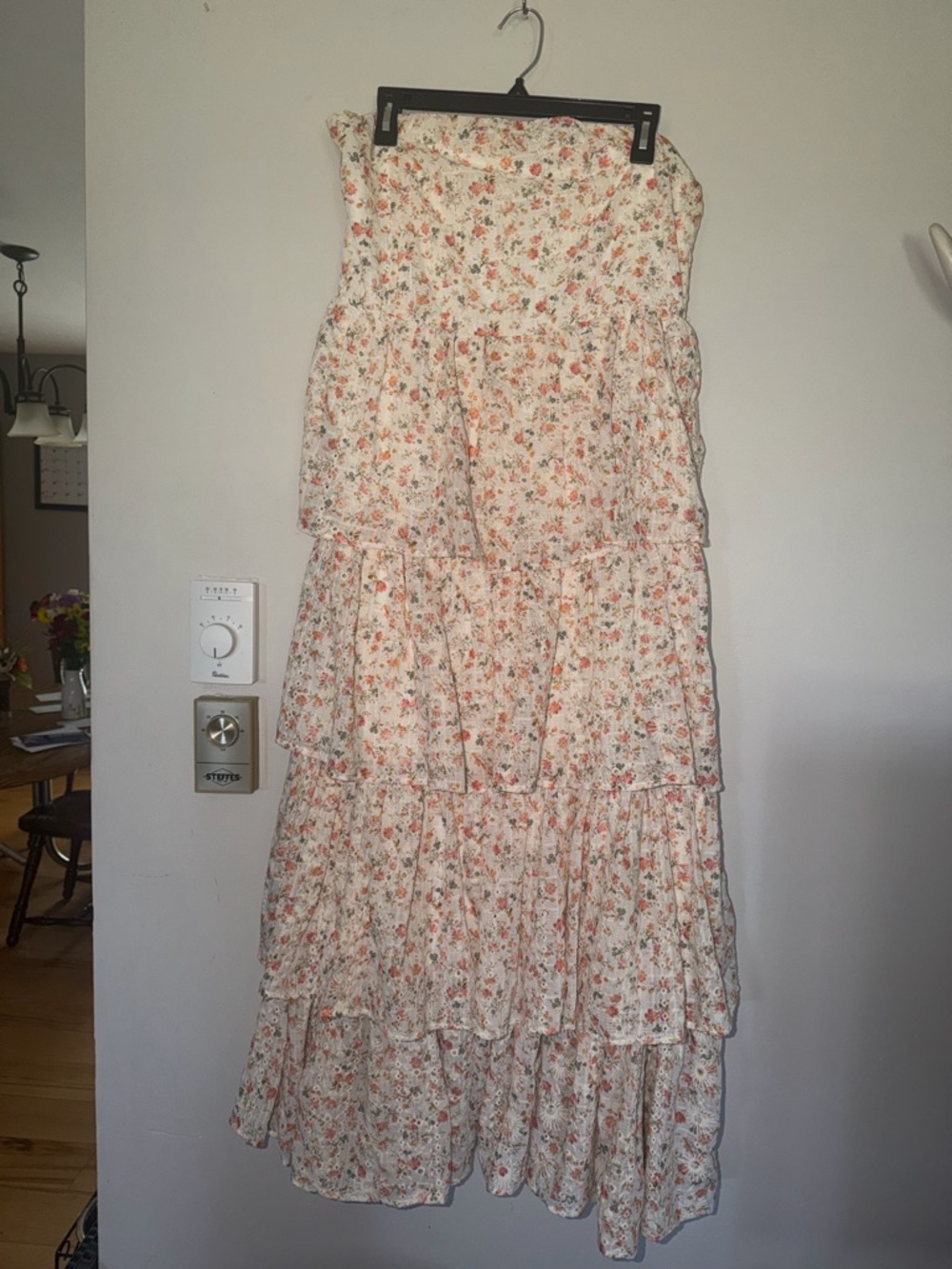 Altar'd State Cream Maxi Dress with Peach Floral Print
